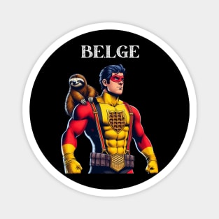 Belgian: 80's Superhero Comic Book Hero with Sloth Magnet